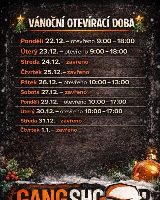Dnes i zítra prodloužena otevírací doba 😉 at to vsechno stíháte😉 těšíme se na vás! https://www.gangshop.cz